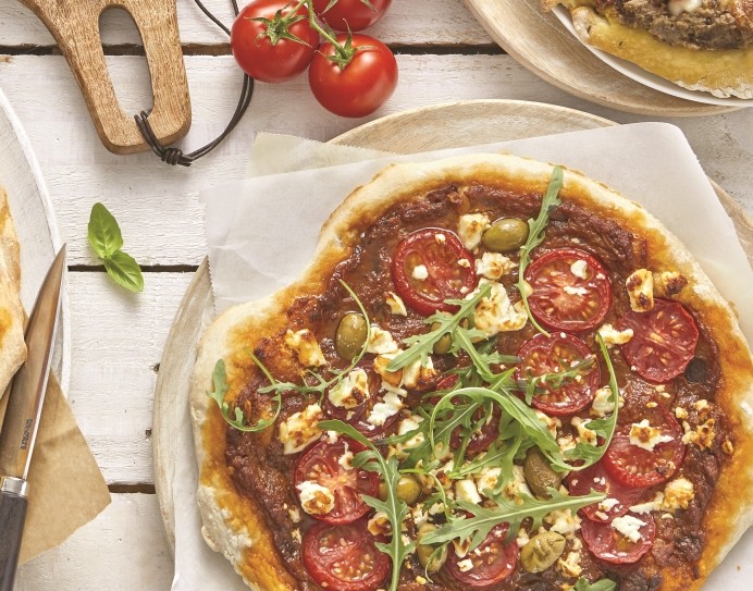 recette de pizza Riste d'aubergine, tomates et féta