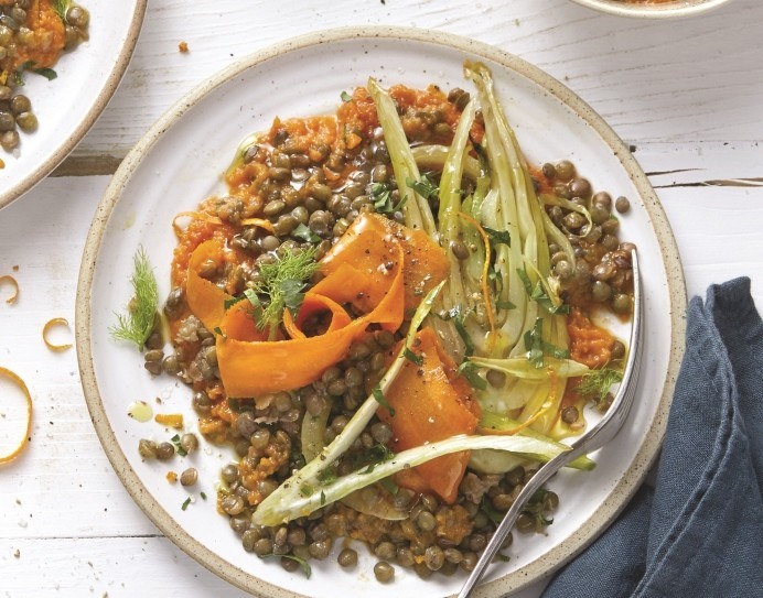 Recette de Salade de lentilles à la Crème de carottes