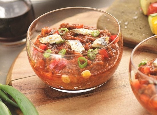 Salade de Riste d'aubergine, anchois et poivrons